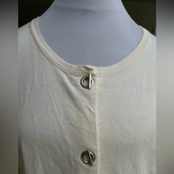philosophy Cream Off White Light Knit Jacket Cardigan Large Lg - Picture 6 of 9